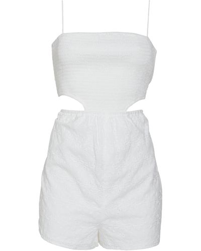 Vici Collection Sicily Smocked Cotton Eyelet Romper - White