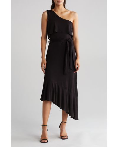 Go Couture Asymmetric One-shoulder Dress - Black