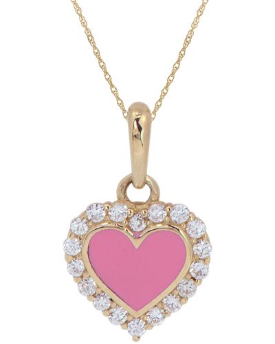 CANDELA JEWELRY 14k Gold Cz Heart Pendant Necklace - Multicolor