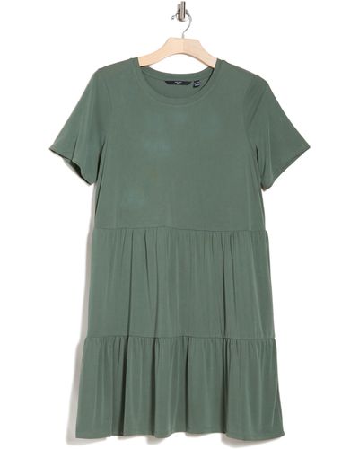 Vero Moda Filli Calia Short Sleeve Tiered Dress - Green