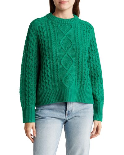 360cashmere Anna Cable Knit Wool & Cashmere Sweater - Green
