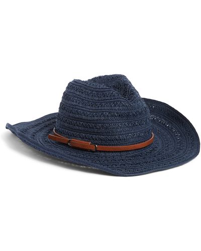 Vince Camuto Open Weave Cowgirl Hat - Blue
