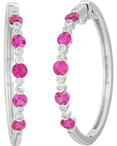 Bony Levy Ruby & Diamond Hoop Earrings - Pink