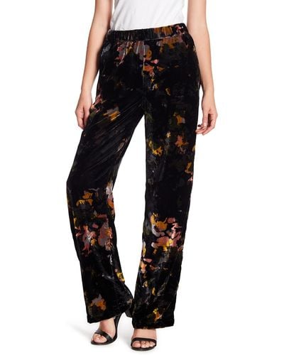 Mother Floral Velvet Pants - Black