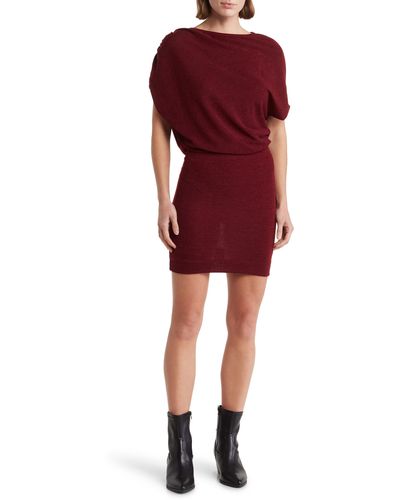 Go Couture Short Sleeve Sweater Dress - Red