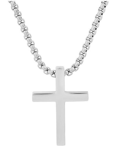 HMY Jewelry Stainless Steel Cross Pendant Necklace - White