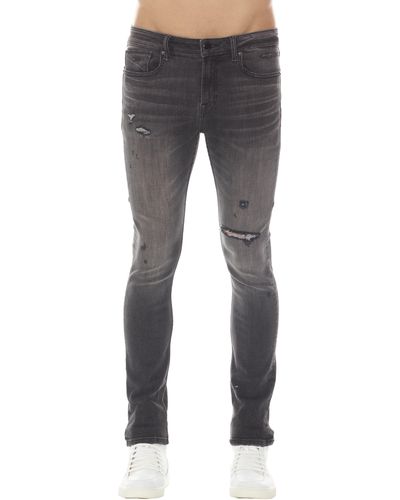 HVMAN Strat Ripped Super Skinny Jeans - Gray
