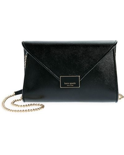 Kate Spade Anna Medium Envelope Leather Convertible Clutch - Black
