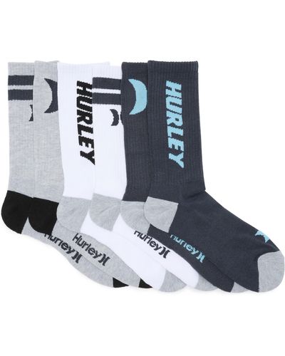 Hurley Pack Of 6 Terry Crew Socks - Blue