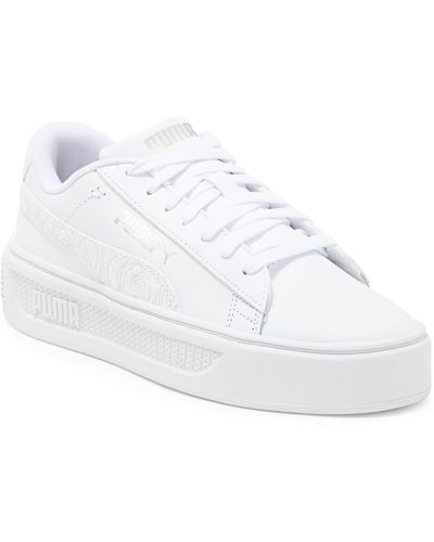 PUMA Smash Platform V3 Imprint Sneaker - White