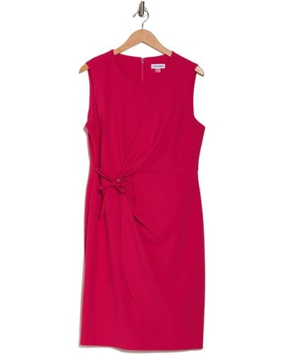 Calvin Klein Side Tie Sheath Dress - Red