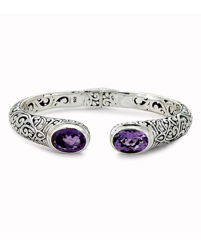 Samuel B. Sterling Silver Balinese Design Amethyst Bangle - Purple