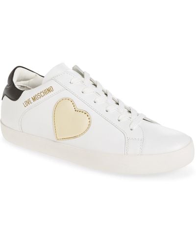 Love Moschino Metallic Heart Low Top Sneaker - White
