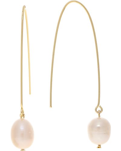 Rivka Friedman 18k Gold Plated Imitation Pearl Threader Earrings - White