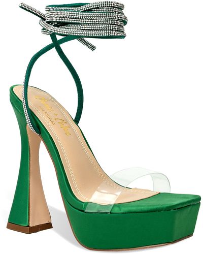 In Touch Footwear Avril Lucite Strap Crystal Embellished Sandal - Green