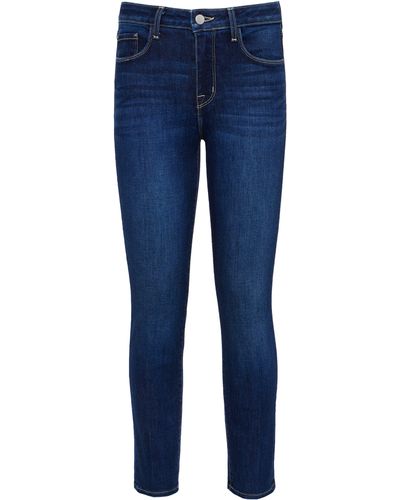 L'Agence Davis High Waist Slim Straight Jeans - Blue