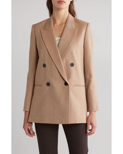 Rebecca Taylor Double Breasted Woold Blend Sport Coat - Natural