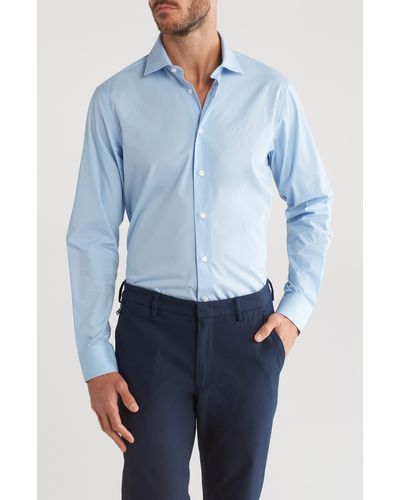 Class Roberto Cavalli Comfort Fit Cotton Dress Shirt - Blue