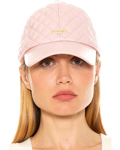 Alexia Admor Diamond Quilted Pleather Baseball Cap - Pink