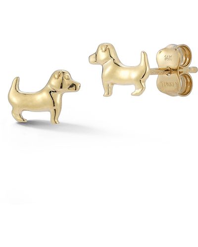 Ember Fine Jewelry Dog Stud Earrings - White