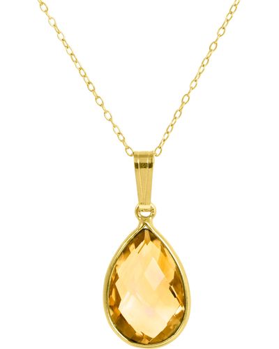 Savvy Cie Jewels 18k Gold Plated Sterling Silver Semiprecious Stone Pendant Necklace - Metallic