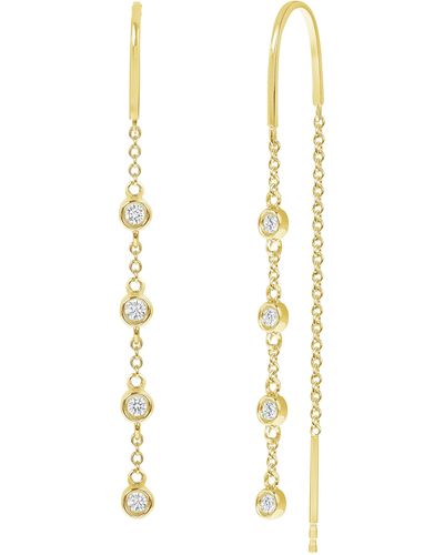 Ron Hami 14k Yellow Gold Bezel Diamond Drop Threader Earrings - White
