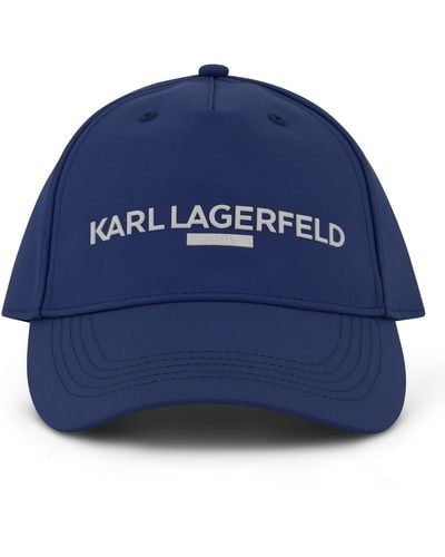 Karl Lagerfeld Logo Ripstop Baseball Cap - Blue