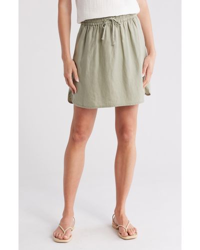 Madewell Curved Hem Linen-blend Miniskirt - Green