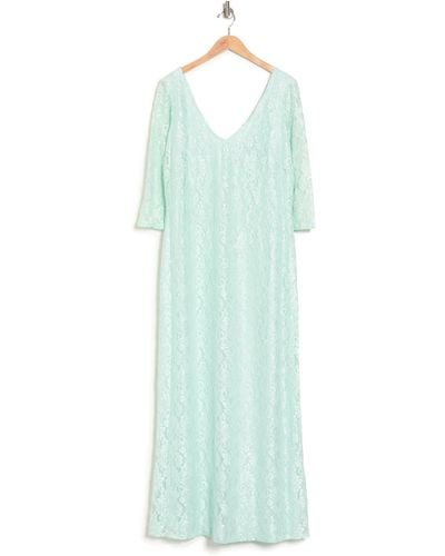 Marina Lace V-neck Long Dress In Mint At Nordstrom Rack - Green