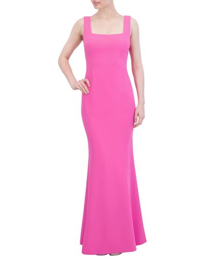 Laundry by Shelli Segal Square Neck Fishtail Gown - Pink