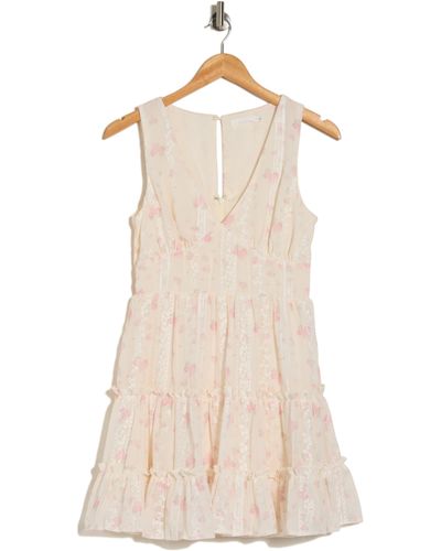 Lush Floral Embroidered Tiered Dress - Natural