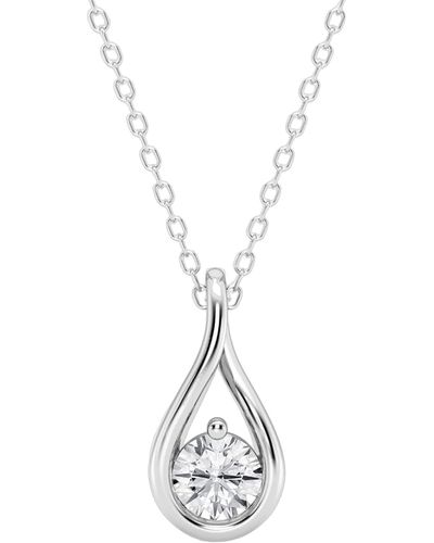 Badgley Mischka White Gold Lab Created Diamond Pendant Necklace