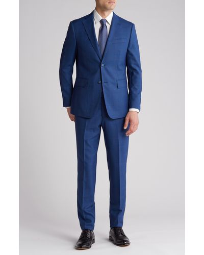 English Laundry Plaid Trim Fit Wool Blend Two-piece Suit - Blue