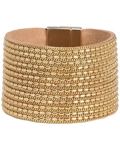 Saachi Rock N' Roll Chain & Leather Cuff Bracelet - Metallic