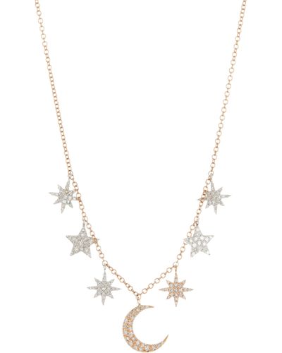 Meira T Diamond Star Dangle & Moon Pendant Necklace - Natural
