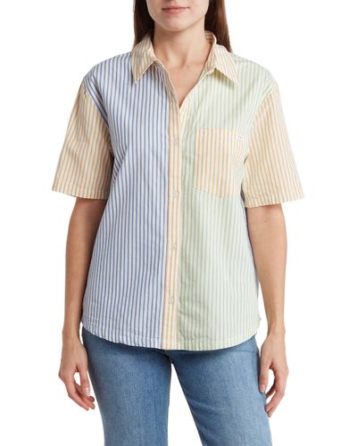 RVCA Nauti Stripe Short Sleeve Button-up Shirt - White