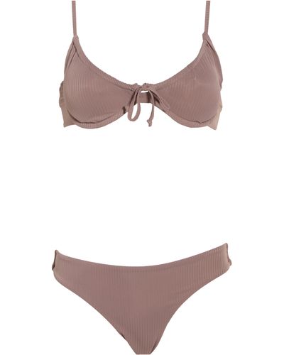 Nicole Miller Balconette Two-piece Bikini Swimsuit - Gray