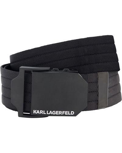 Karl Lagerfeld Logo Clasp Webbed Belt - Black