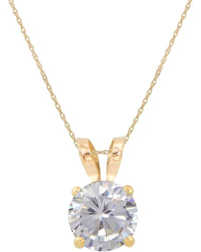 CANDELA JEWELRY 10k Yellow Gold White Sapphire Pendant Necklace
