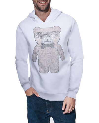 Xray Jeans Bear Studded Graphic Hoodie - White