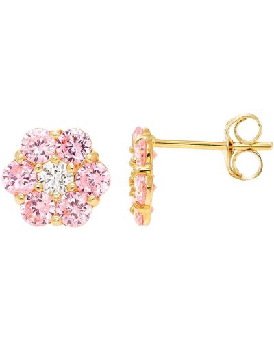 A.m. A & M Cz Flower Stud Earrings - Pink