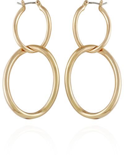 T Tahari Double Hoop Earrings - Metallic