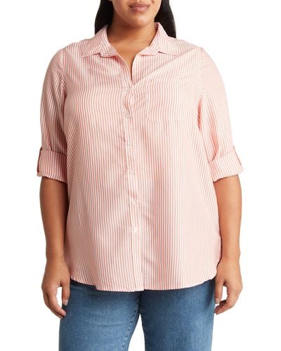 Velvet Heart Elisa Striped Roll Sleeve Shirt - Pink