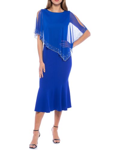 Marina One-piece Chiffon Overlay Dress - Blue