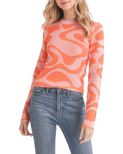 All In Favor Swirl Pattern Rib Sweater In At Nordstrom, Size Small - Blue