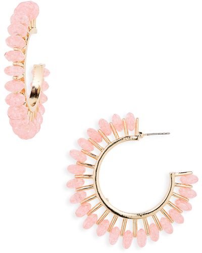 Melrose and Market Crackle Crystal Hoop Earrings - Pink
