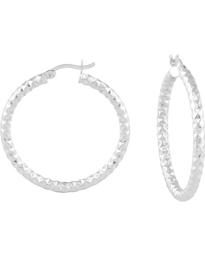 CANDELA JEWELRY Sterling Silver Textured Hoop Earrings - Metallic