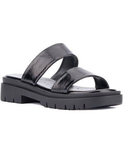 Olivia Miller Tempting Platform Slide Sandal - Black