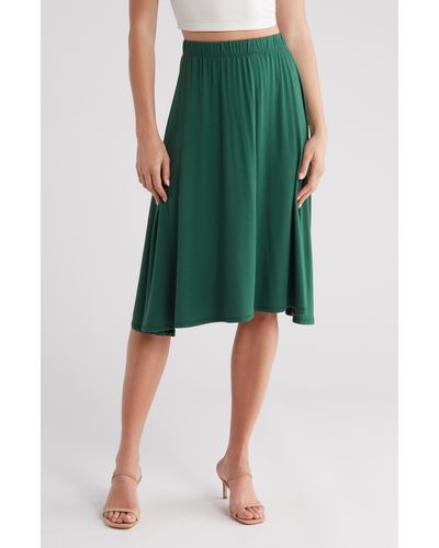 Go Couture Flare Midi Skirt - Green