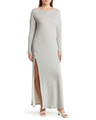 Go Couture Long Sleeve T-shirt Dress - Gray